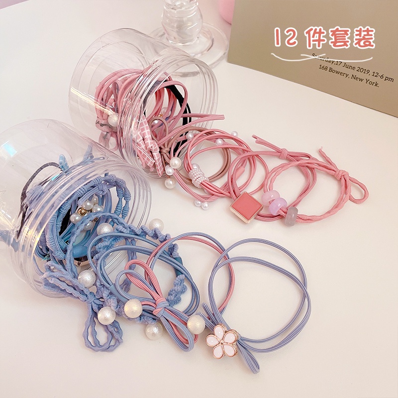 Ikat Rambut Set 12 in 1 FREE BOX / Ikat Rambut Korea Simple / Kunciran Rambut Ikat Rambut Fashion