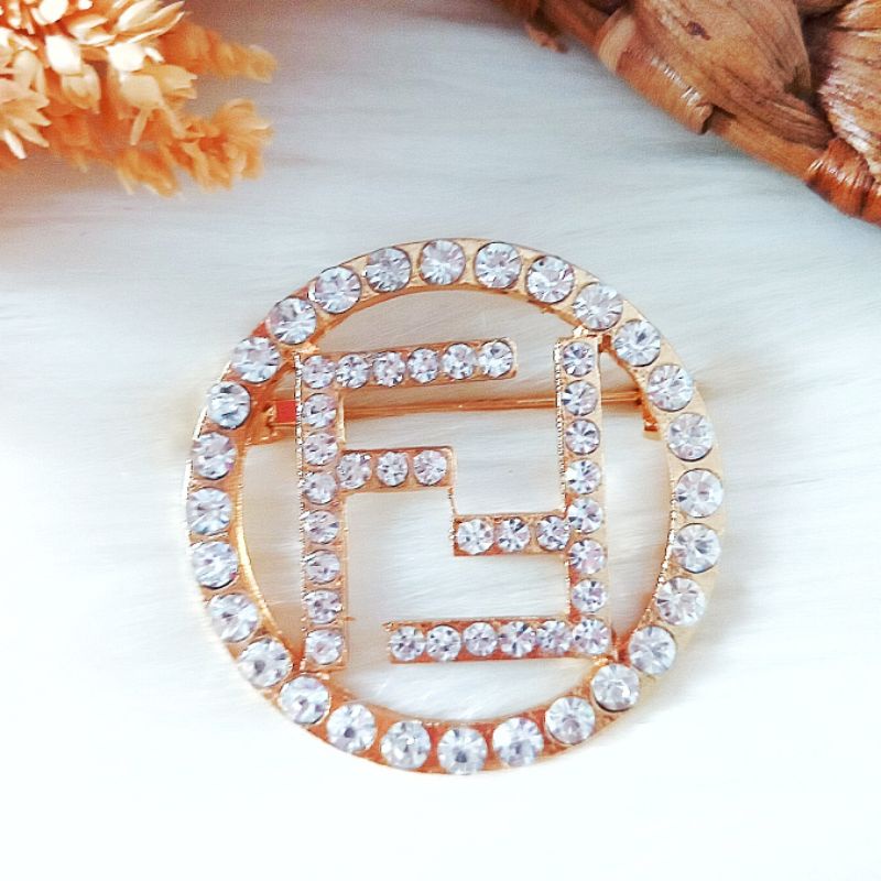 Bros B/bross signature branded /brooch button/Bros hijab buttonscarves Athar shop scarves murah-Fnd fulmata gold