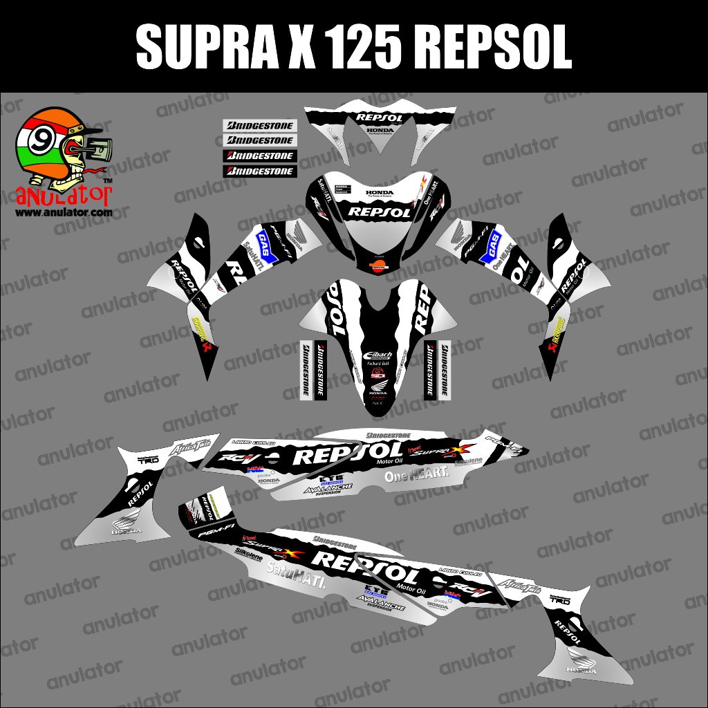 Sticker Striping Motor Stiker Honda Supra X 125 Repsol Putih Spec