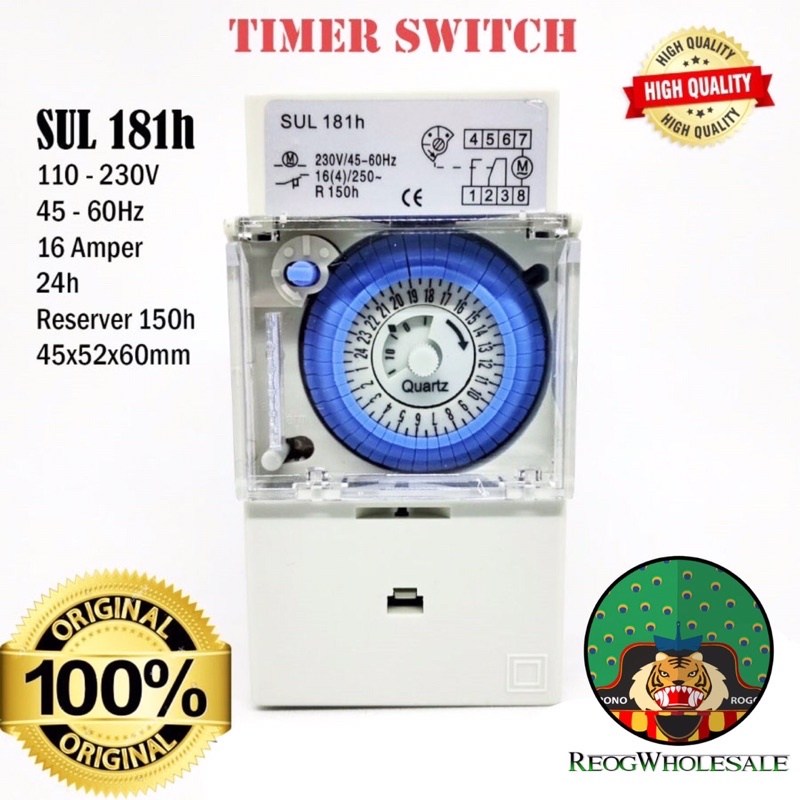 Timer Analog Theben SUL181H Switch Switcher 24 Jam/H Panel Lampu Otomatis Time Switch Switching