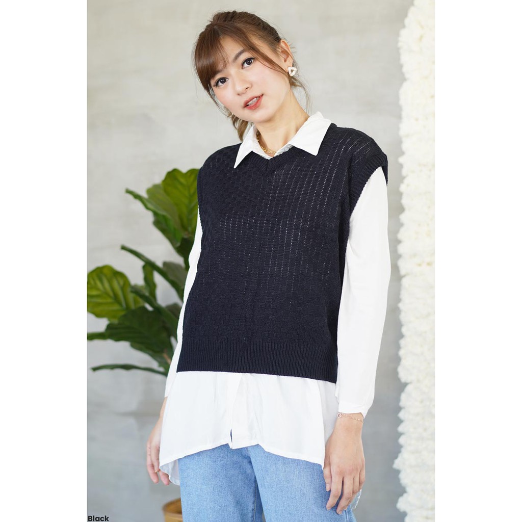 Chess Knit Vest Rompi Rajut Wanita