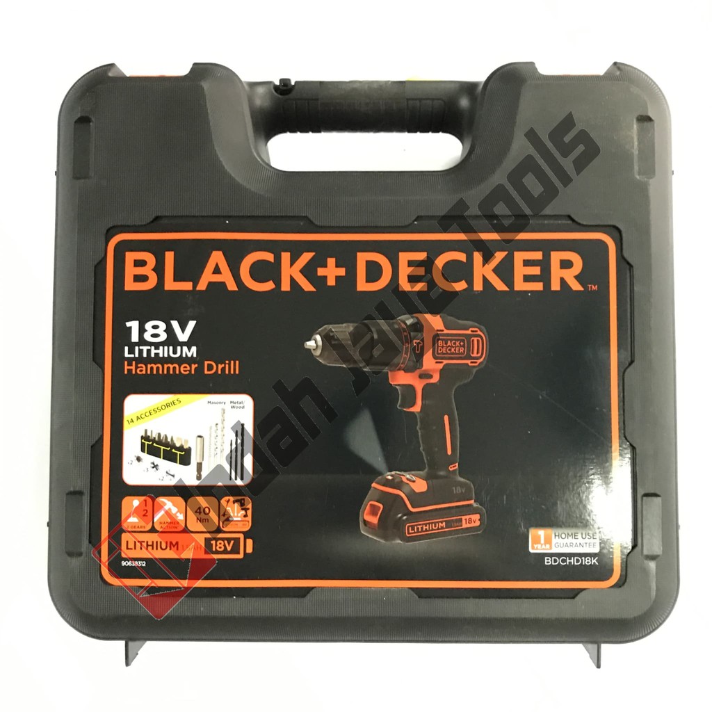 Bor Cordless 18V Beton Besi 10 mm BLACK   DECKER LION Battery Baterai