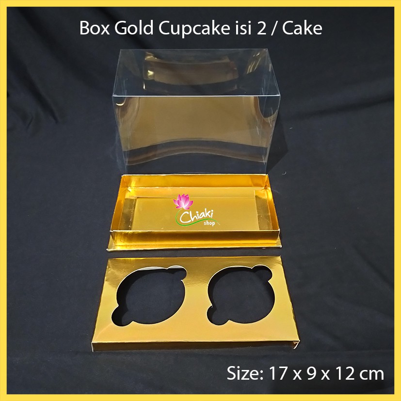 

Box Mika Cupcake isi 2 Gold Uk 17 x 9 x 12 cm Muffin Donat Pudding Karton Emas Kue Kardus Cake
