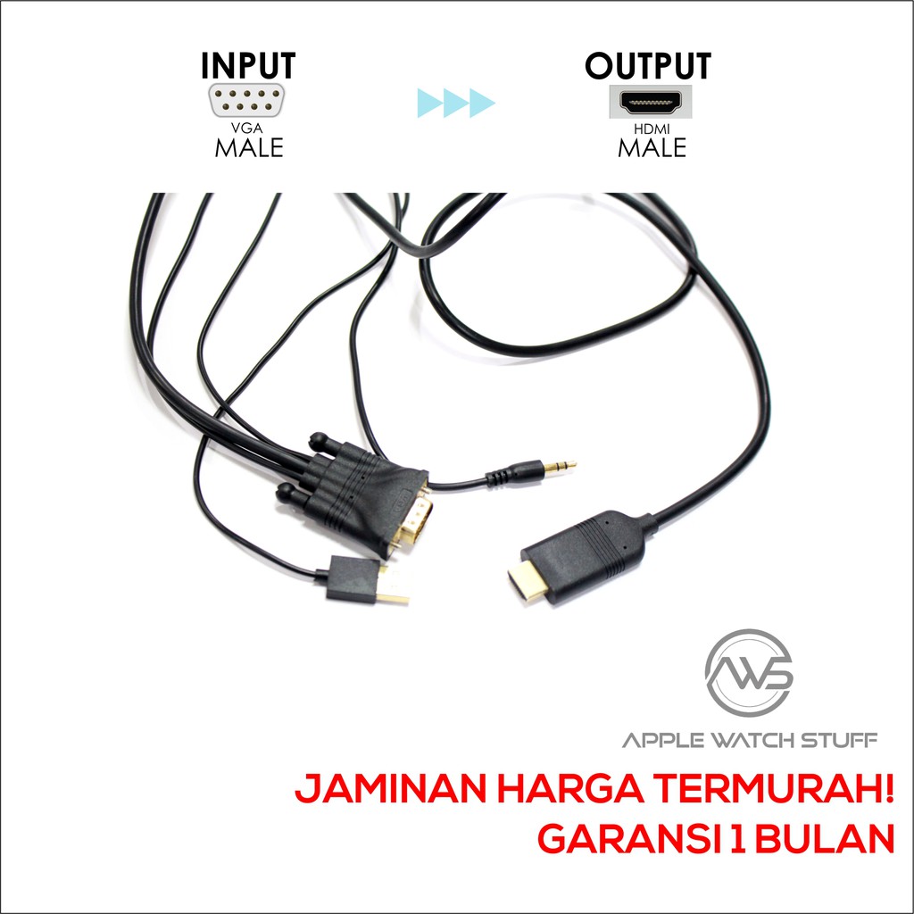 HDTV Cable VGA + Audio to HDMI In-Line Cable Converter with USB - 5152