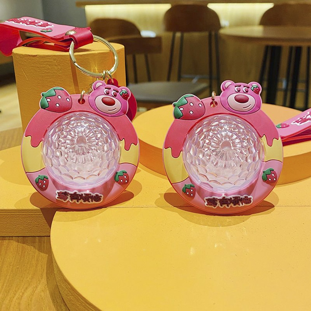 Strawberry Bear Gantungan Kunci Tas Ransel Proyekable Pendant Proyeksi Warna Warni Light Pink Car Key Chain