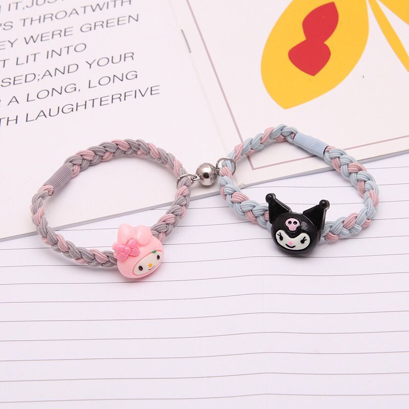Sepasang Gelang couple Magnet Kartun Beruang Kelinci Kepala Tali Anyaman Cowok Cewek fashion Perhiasan Pabrik Grosir