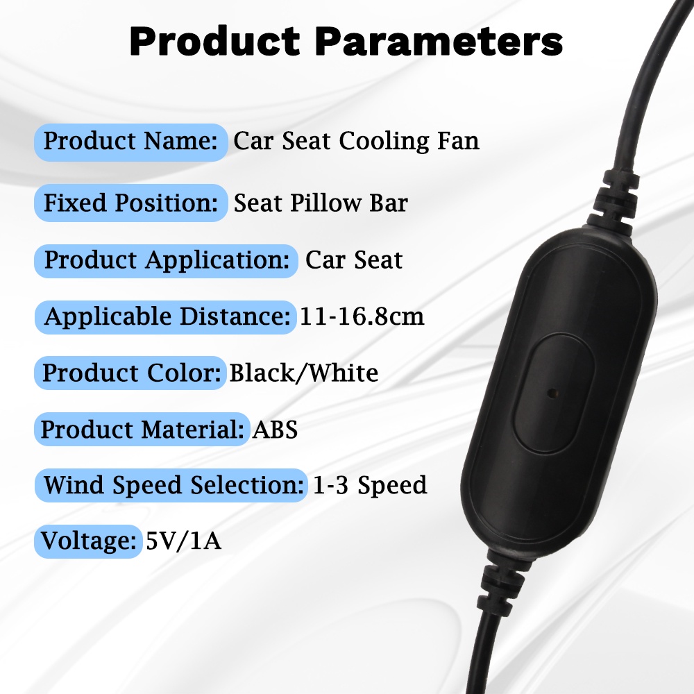 Kipas Angin Mobil Kipas Jok Belakang Penyesuaian 3kecepatan Kipas USB Kipas Pendingin Udara Low Noise Untuk Truk SUV