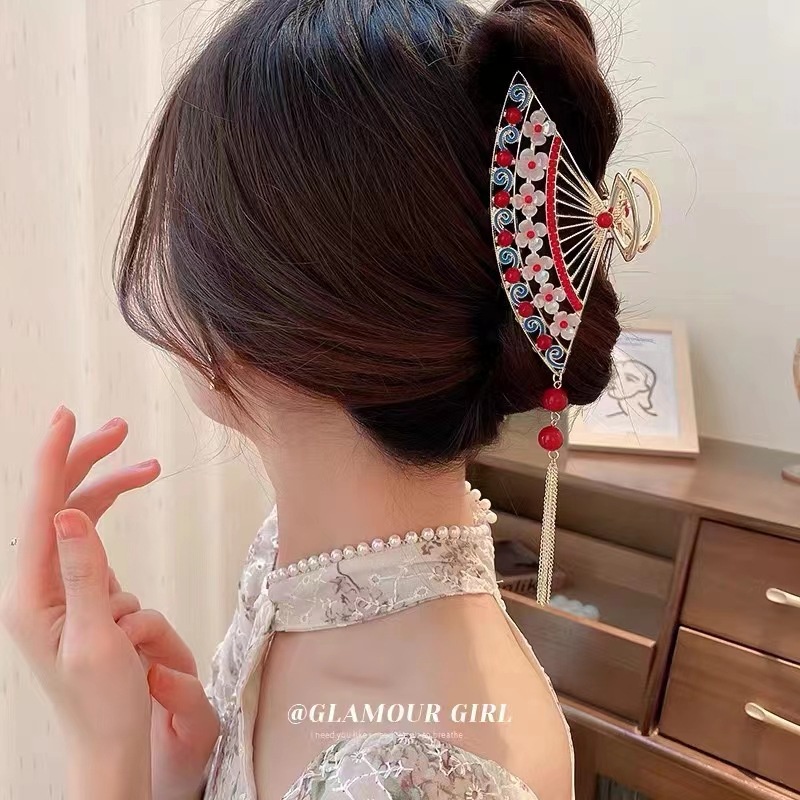 Streamer Tulip Style Grab Clip Elegance Colorful Flower Metal Jepit Hiu Rambut