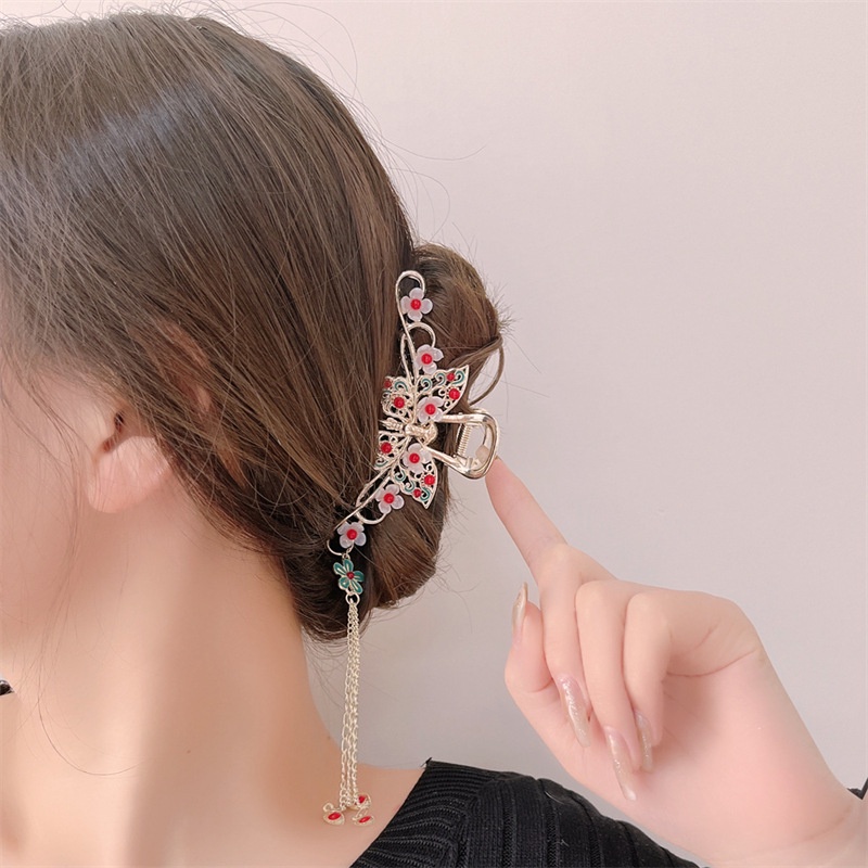 Streamer Tulip Style Grab Clip Elegance Colorful Flower Metal Jepit Hiu Rambut