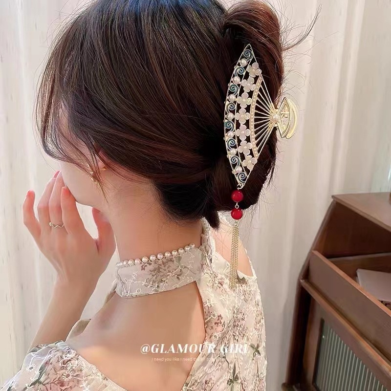 Streamer Tulip Style Grab Clip Elegance Colorful Flower Metal Jepit Hiu Rambut