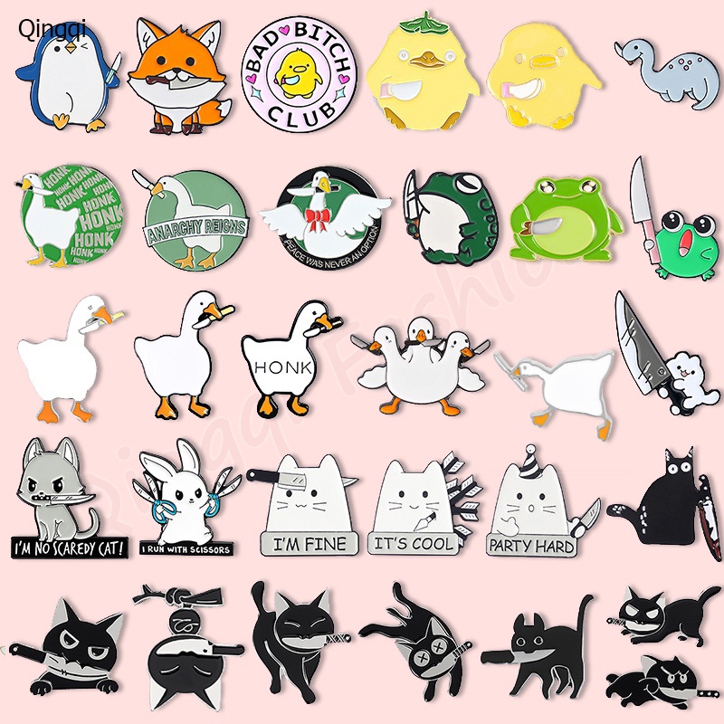 Hewan Lucu Enamel Pin Lucu Kucing Bebek Rubah Kodok Kelinci Bros Lencana Kerah Pin Kartun Perhiasan Ransel Aksesoris Hadiah Untuk Anak-Anak