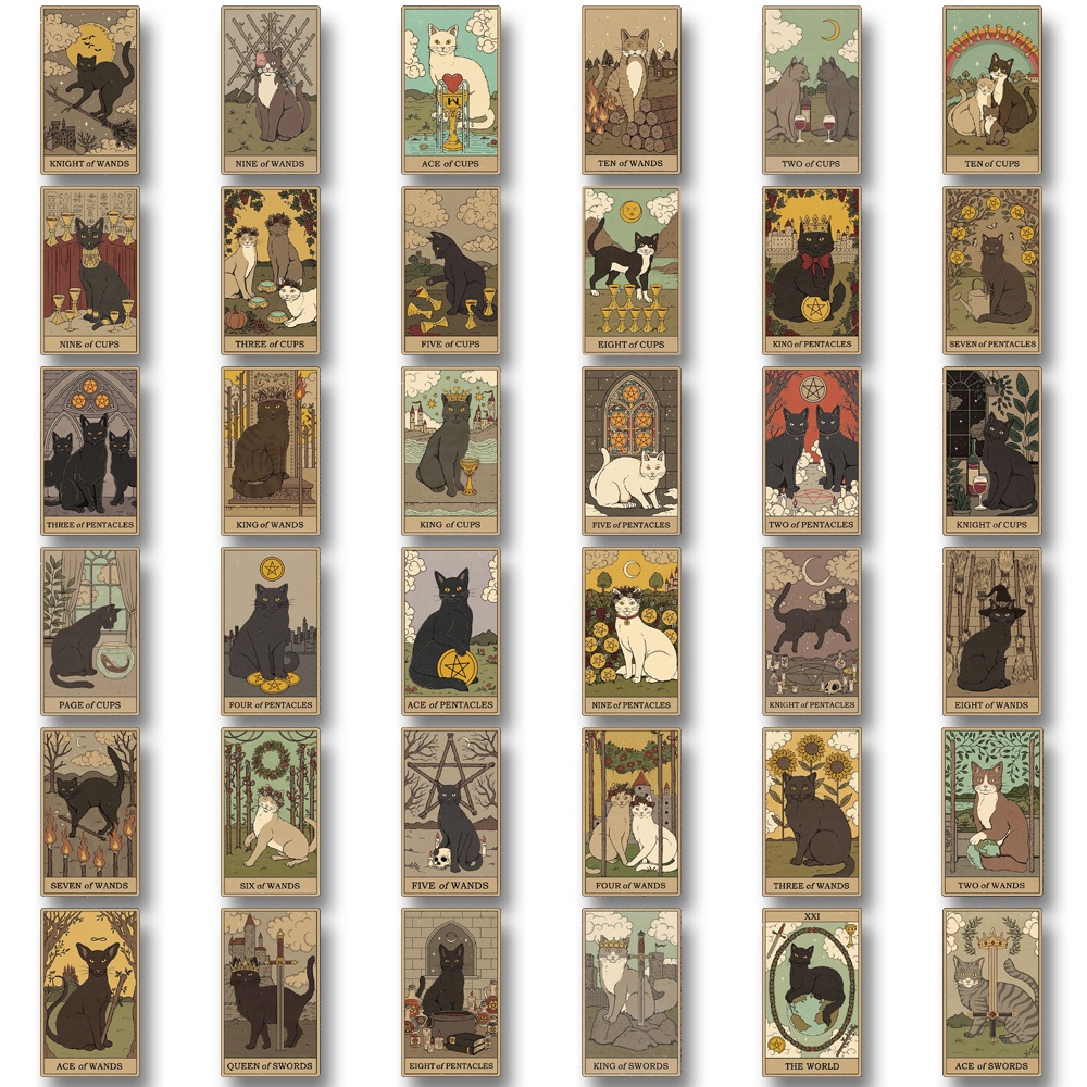 [in Stock] 70pcs Stiker Kartun tarot Kucing laptop Dekorasi Cangkir Air Stiker Tahan Air