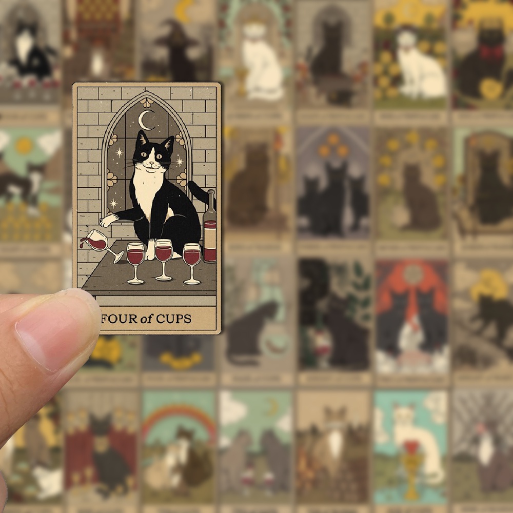 [in Stock] 70pcs Stiker Kartun tarot Kucing laptop Dekorasi Cangkir Air Stiker Tahan Air