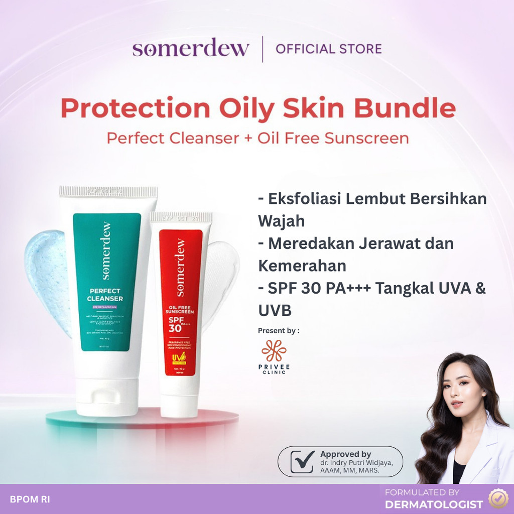 somerdew Protection Oily Skin Bundle (Perfect Cleanser + Oil Free Sunscreen SPF 30 PA+++) - Paket Pe
