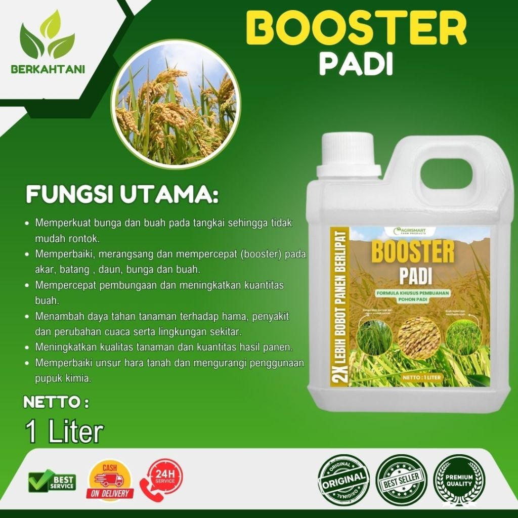 BOOSTER PADI 1 LITER - Pupuk Cair plus ZPT untuk Stimulan Pembungaan & Pembuahan Tanaman Padi 1 Lite