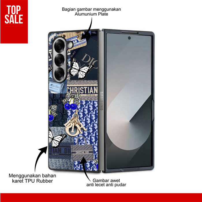 Case Casing Custom TPU Rubber Samsung Z Fold 7 6 5 4 3, Z Flip 7 6 5 4 3 Dior RK344