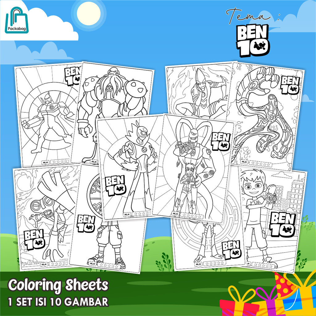 

KERTAS MEWARNAI ANAK UKURAN A5 – 1 PACK ISI 10 LEMBAR – COLORING SHEETS KARTUN EDUKATIF BEN 10