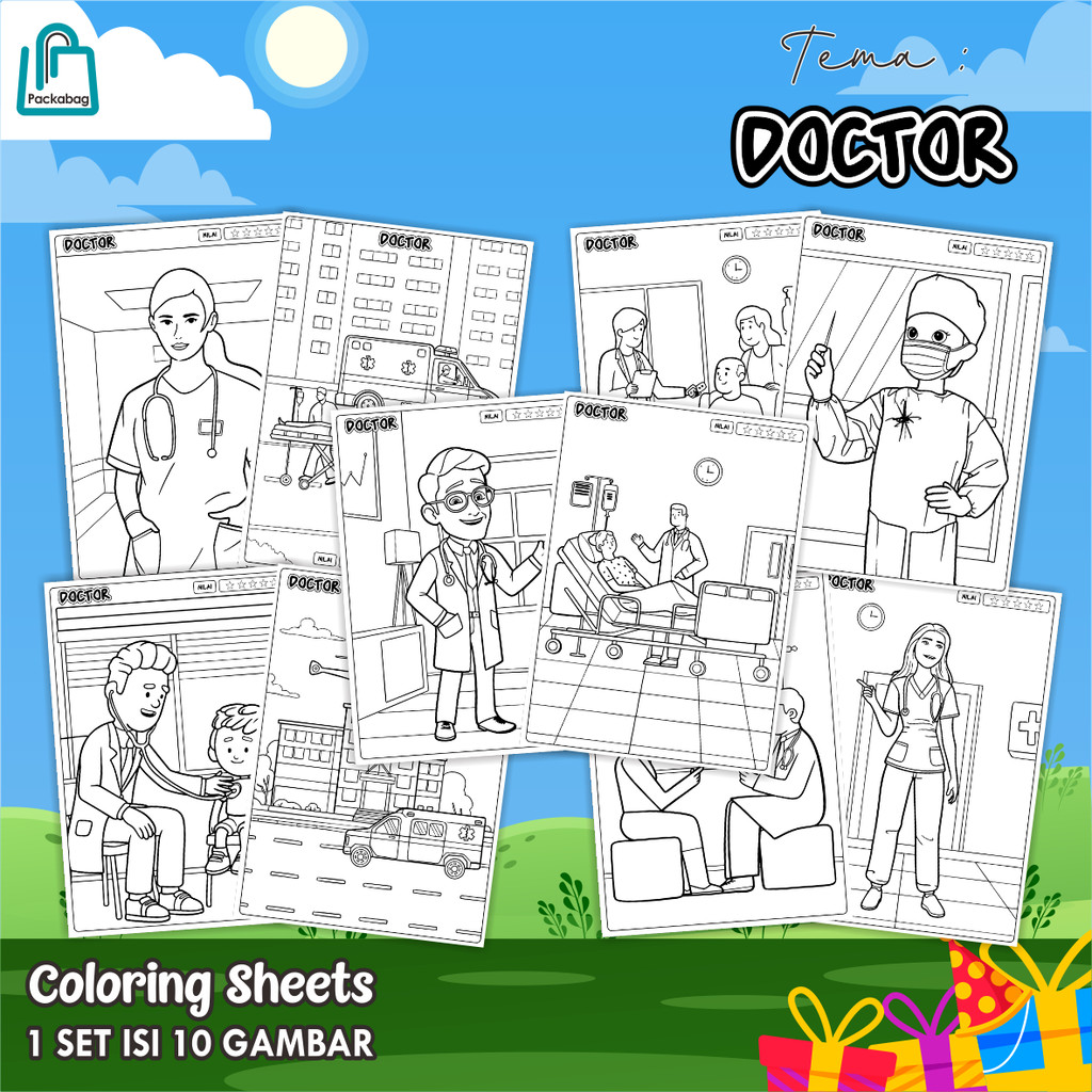 

KERTAS MEWARNAI ANAK UKURAN A4 – PAKET ISI 10 LEMBAR – COLORING SHEETS KARTUN EDUKATIF DOCTOR