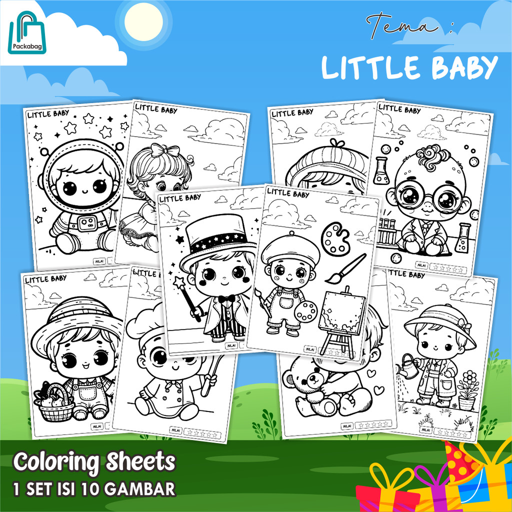 

KERTAS MEWARNAI ANAK UKURAN A5 – 1 PACK ISI 10 LEMBAR – COLORING SHEETS KARTUN EDUKATIF LITTLE BABY