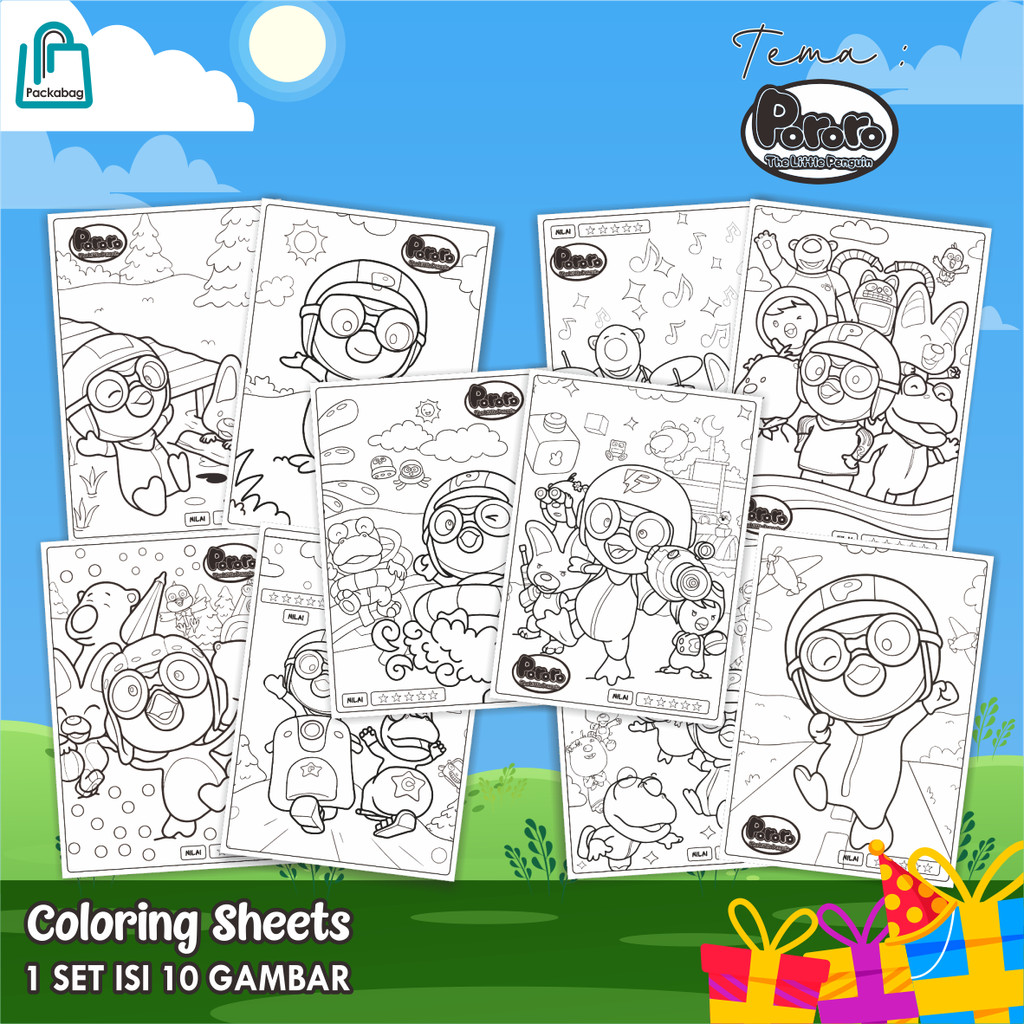 

KERTAS MEWARNAI ANAK UKURAN A4 – PAKET ISI 10 LEMBAR – COLORING SHEETS KARTUN EDUKATIF PORORO