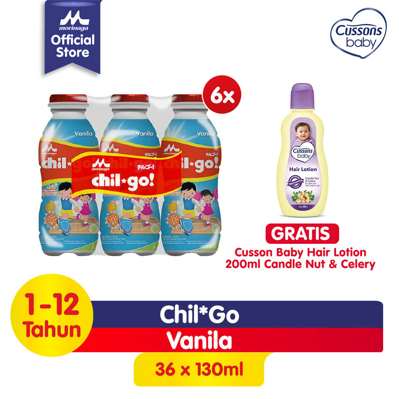 

Chil Go Milk Vanilla 36x130ml Free Cusson Baby Hair Lotion 200ml Candle Nut & Celery