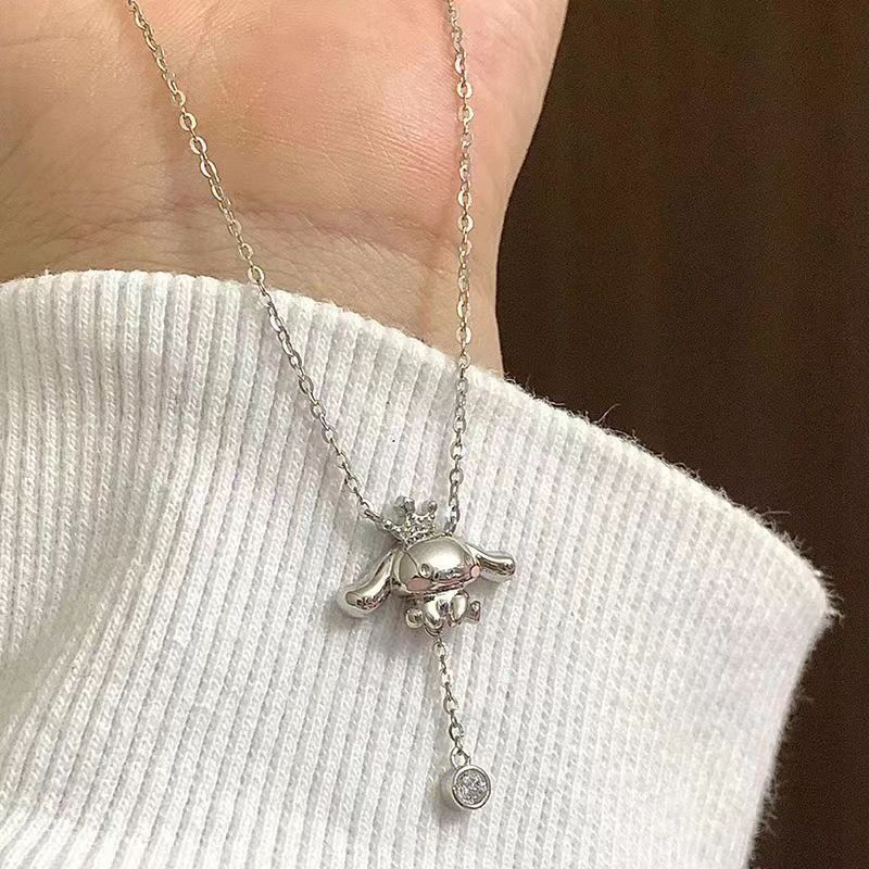 Kartun Sanrio Giok Anjing Kalung Panjang Rumbai Liontin Wanita Gadis Necklace