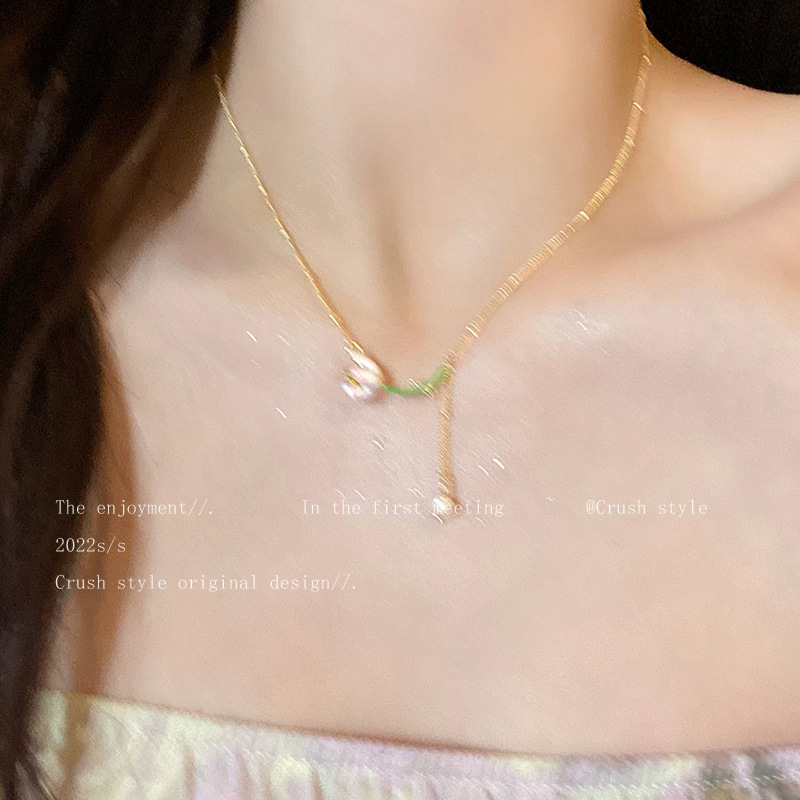 Fashion Wanita Perhiasan Alloy Berlian Imitasi Bunga Tulip Liontin Kalung