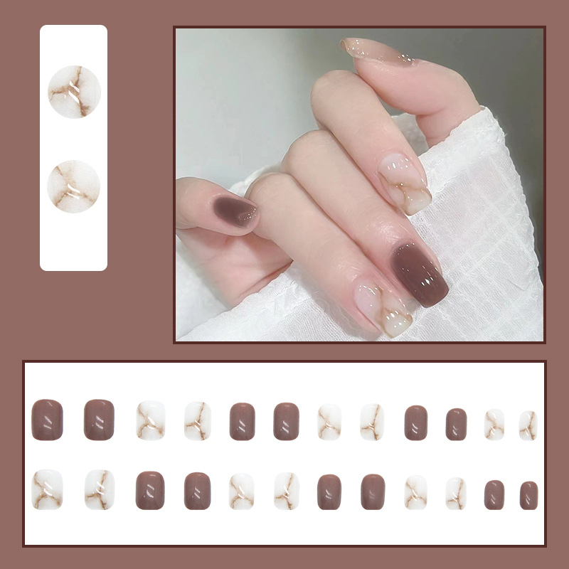 Kuku Palsu Fake Nail 24 Pcs Kemasan Strip Kuku Palsu Baru Fake Nails Kuku Palsu 3d Kuku Palsu Polos French Manicure-T103
