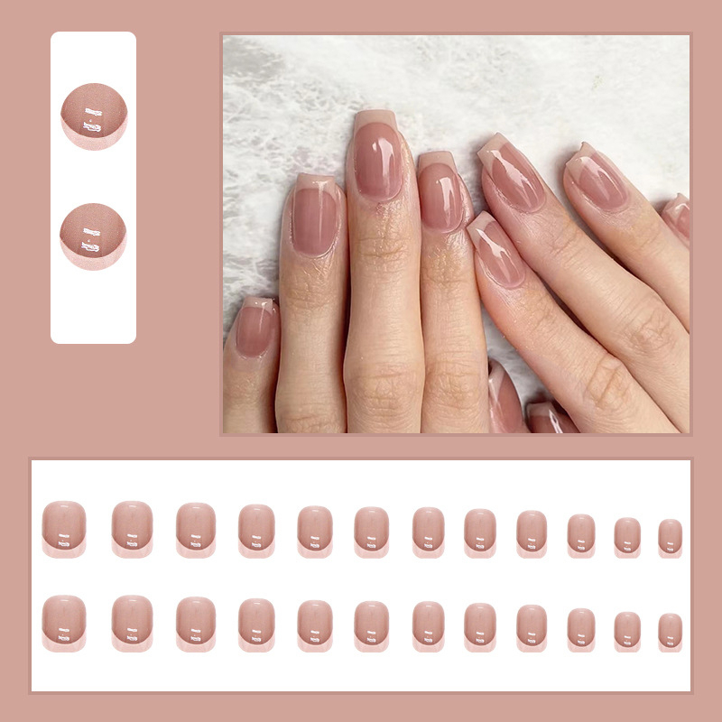 Kuku Palsu Fake Nail 24 Pcs Kemasan Strip Kuku Palsu Baru Fake Nails Kuku Palsu 3d Kuku Palsu Polos French Manicure-T140
