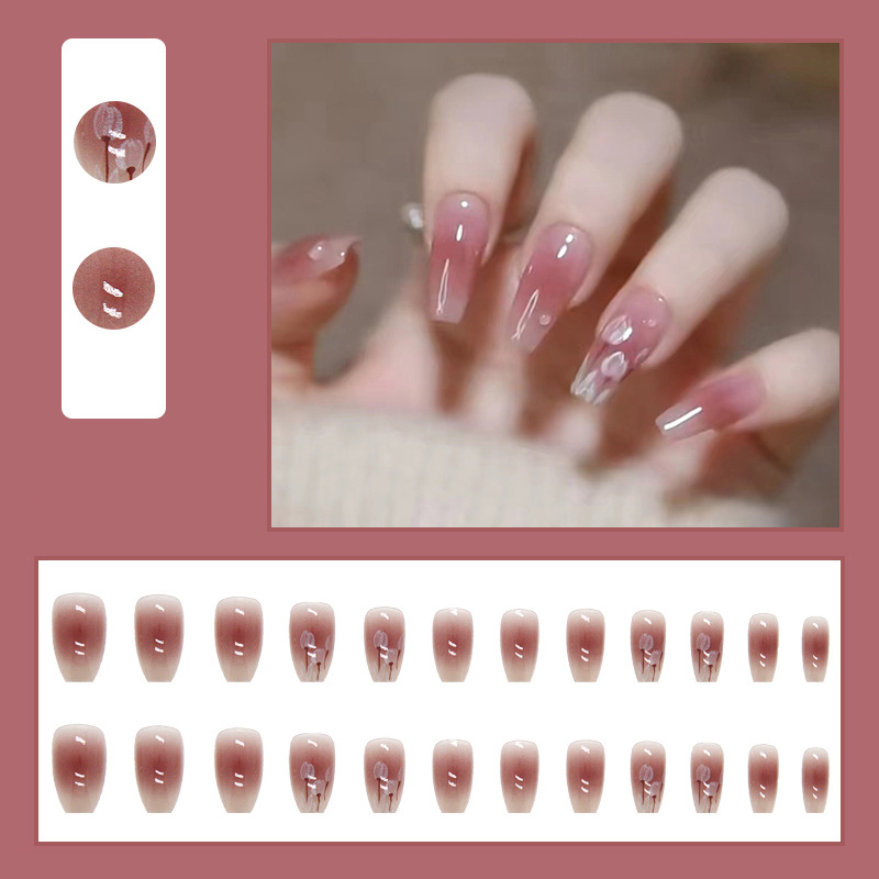 Kuku Palsu Fake Nail 24 Pcs Kemasan Strip Kuku Palsu Baru Fake Nails Kuku Palsu 3d Kuku Palsu Polos French Manicure-T142