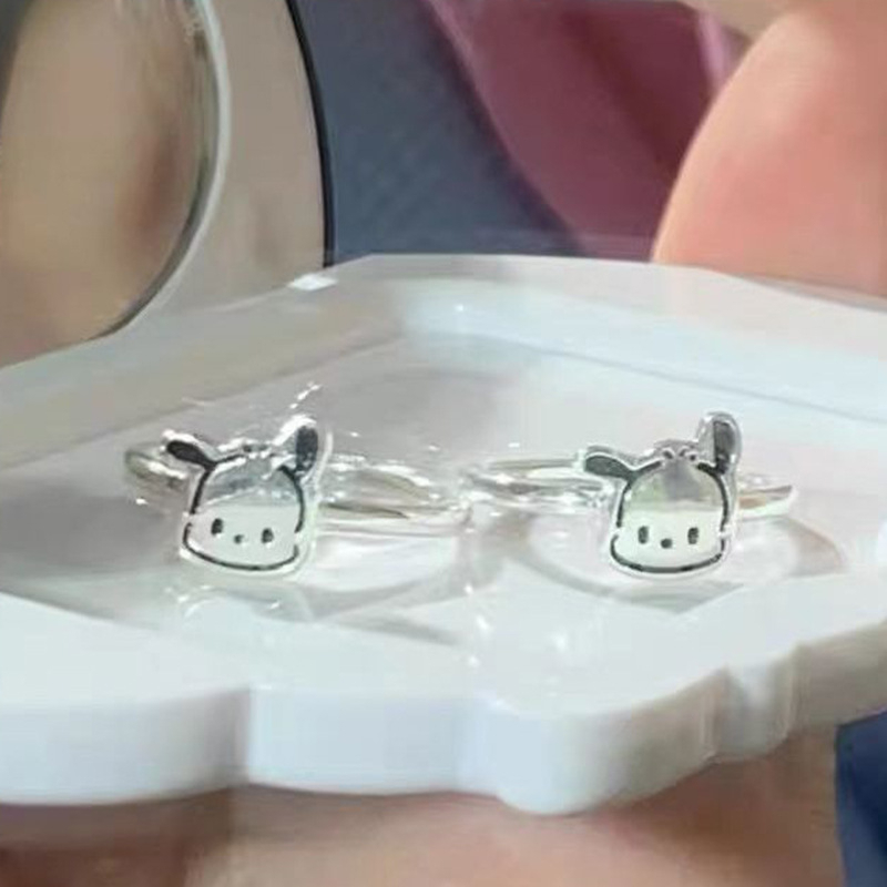 Fashion Kartun Sanrio Wanita Cincin Paduan Pochacco Anjing Pembukaan Adjustable Ring