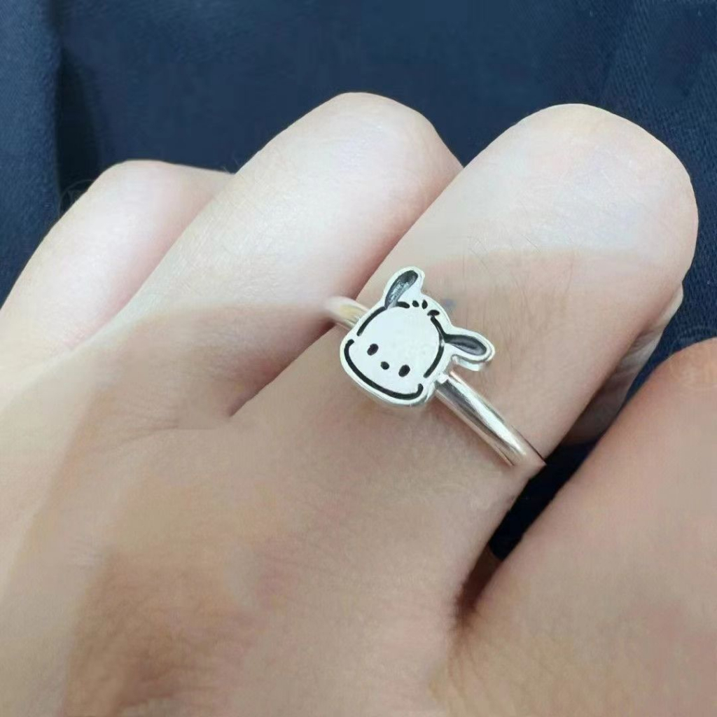 Fashion Kartun Sanrio Wanita Cincin Paduan Pochacco Anjing Pembukaan Adjustable Ring