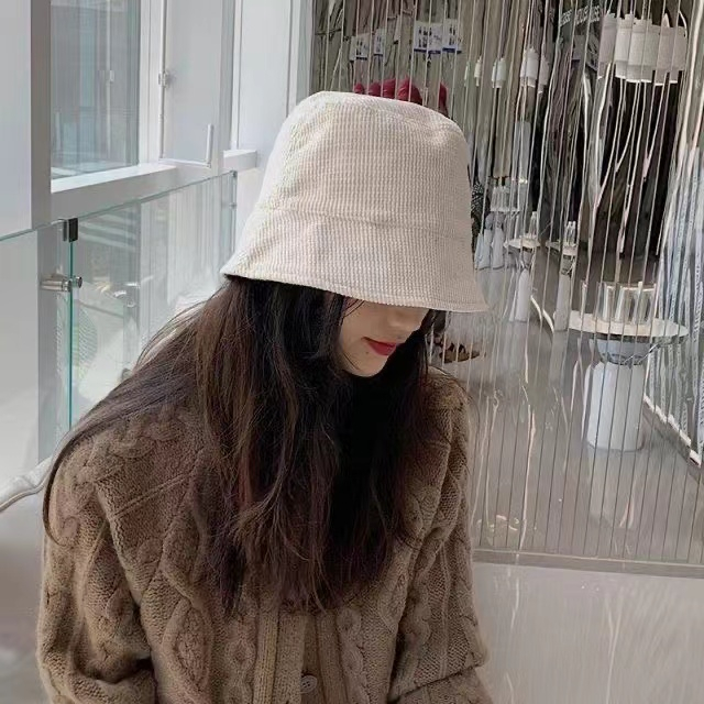 Topi Bucket Bahan Corduroy Gaya Korea Untuk Wanita