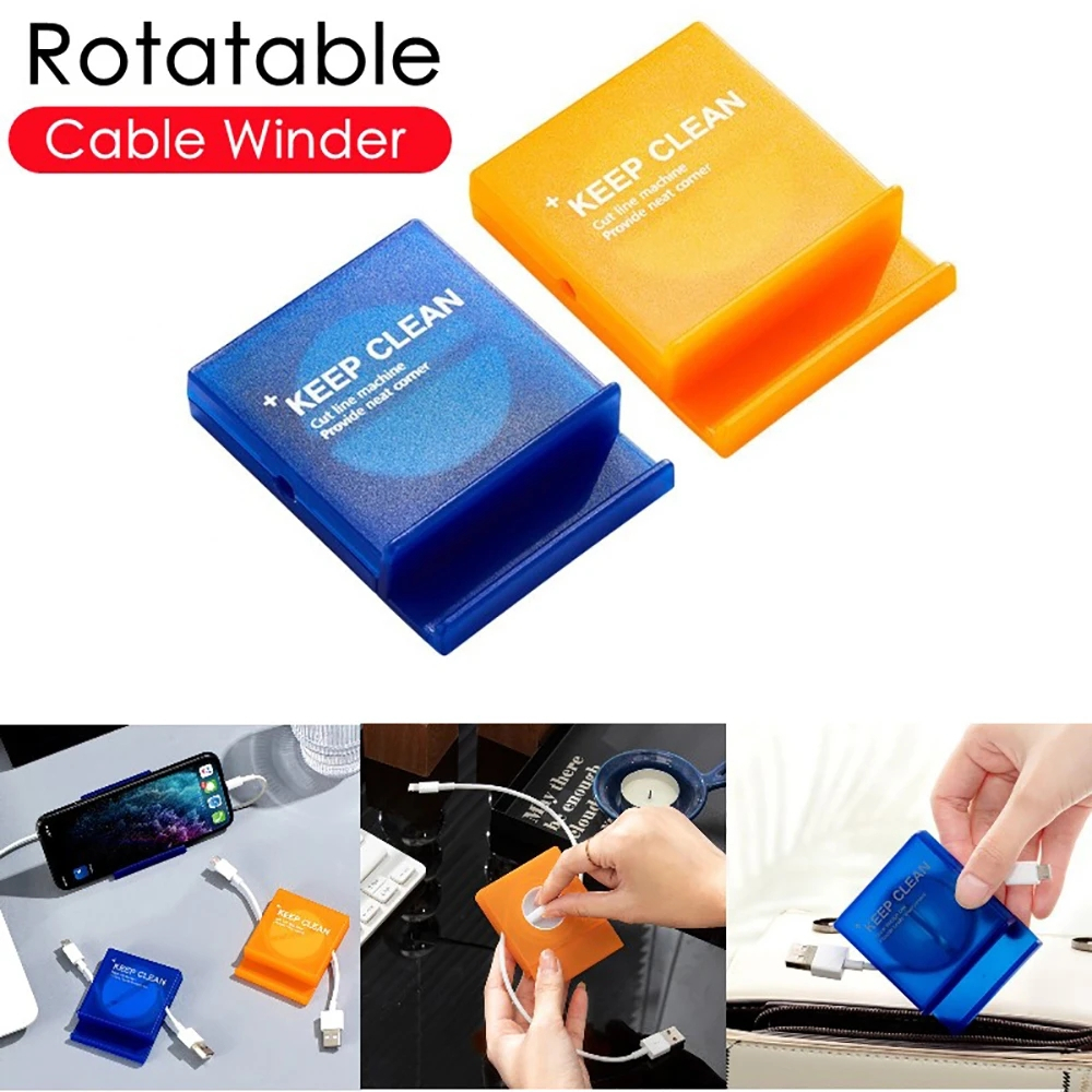 Pp Wire Winder Box Tempat Penyimpanan Berputar Kabel Data Organizer Portable USB Charger Holder Wadah Kabel Handphone Multifungsi
