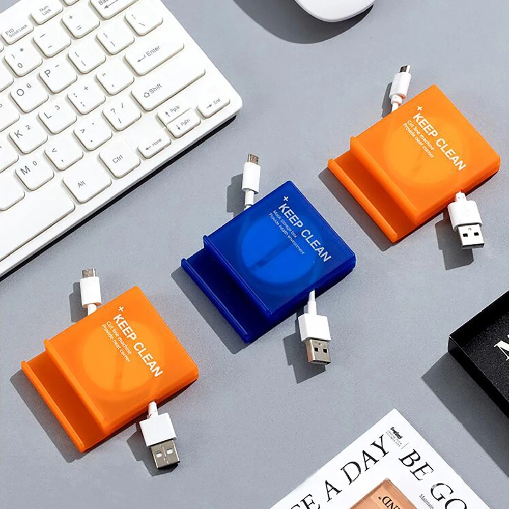Pp Wire Winder Box Tempat Penyimpanan Berputar Kabel Data Organizer Portable USB Charger Holder Wadah Kabel Handphone Multifungsi