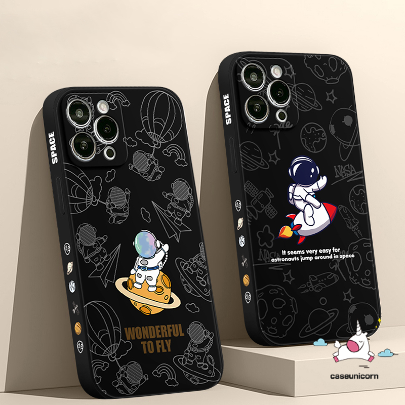 Kartun Astronot NASA Casing Pola Sisi Tepi Lurus Untuk Vivo Y22 Y16 Y21 Y15 Y20 Y02 Y11 Y12 Y31 V25E Y35 Y15 Y30 Y51 Y95 Y12s Y20s Y91 V23E Y91C Y53 Y12i Y20i Y22s Y50 Y30i Y93