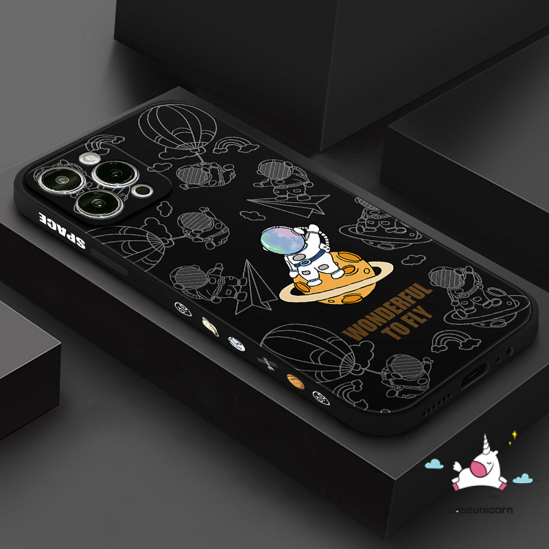 Oppo A15 A54 A95 A17 A3s A57 A16 A76 A94 A7 Reno 8T 8 6 5F 5 4F A5s A12 A9 A55 A53 A31 A1K A16K A96 A78 A74 A5 A52 A16E A77 A77s Kartun Astronot NASA Space Sisi Lembut Case Motif