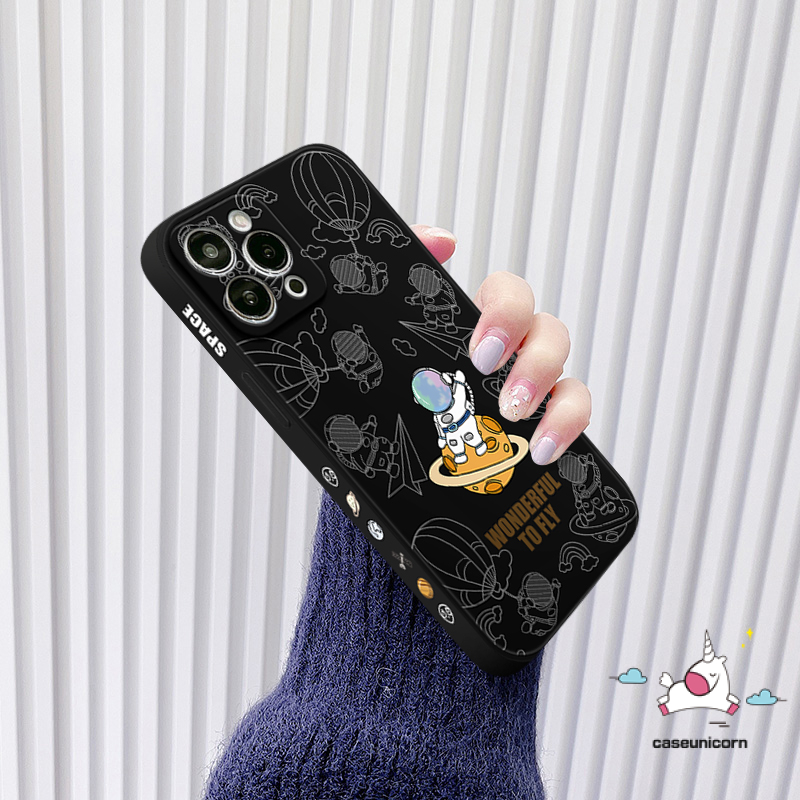 Oppo A15 A54 A95 A17 A3s A57 A16 A76 A94 A7 Reno 8T 8 6 5F 5 4F A5s A12 A9 A55 A53 A31 A1K A16K A96 A78 A74 A5 A52 A16E A77 A77s Kartun Astronot NASA Space Sisi Lembut Case Motif