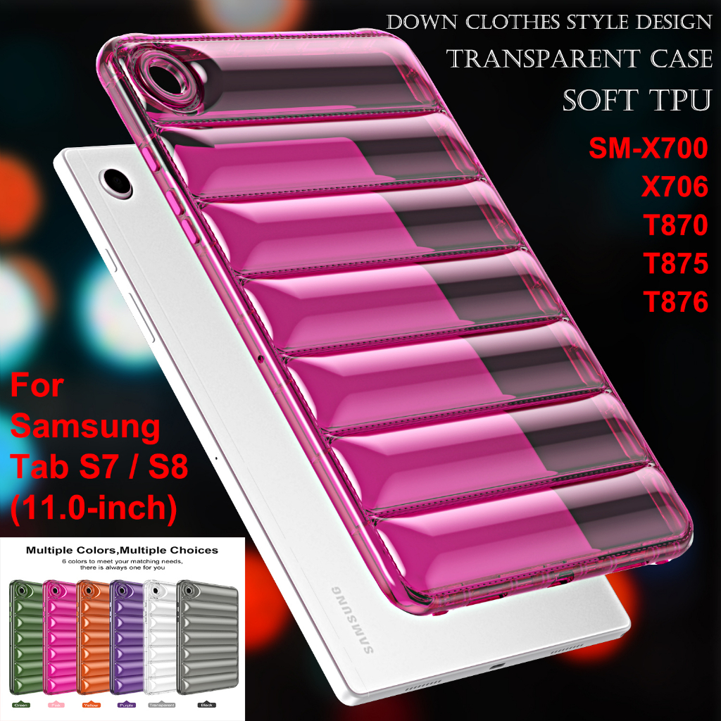 Untuk Samsung Galaxy Tab S8 S7 11.0 &quot;SM-X700 SM-X706 SM-X706B/U/N SM-T870 SM-T875 SM-T876B Warna Fashion Transparan Soft Case Bawah Pakaian Style Tablet Shockproof Cover Pelindung