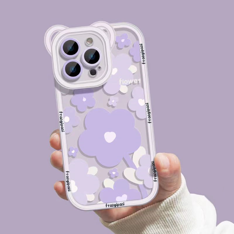 IPHONE Beruang Lucu Pelindung Kamera Ponsel Bening Case Untuk Iphone14 13 Pro Max11 12 Pro Max X XR XS Max7 8 Plus Soft Back Cover