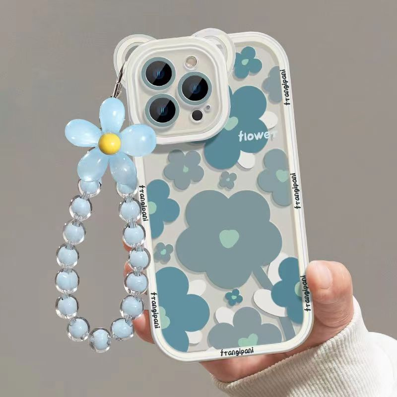 Soft case Pelindung Transparan Motif Bunga Dengan Rantai Untuk iPhone 14 Pro MAX 11 12 13 Pro MAX X XR XS MAX 12Pro