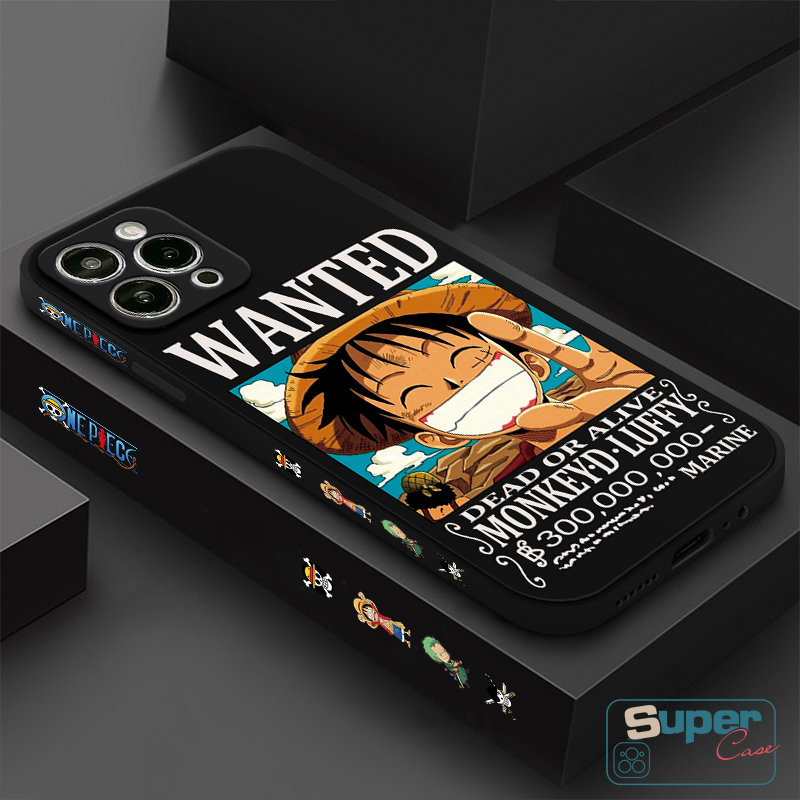 Fashion Kartun One Piece Keren Luffy Zoro Case Kompatibel Untuk IPhone 7Plus 13 11 12 14 Pro Max XR 6 7 8 6S Plus X XS Max SE 2020 Sisi Pola Tepi Lurus Side print Tpu Soft Case