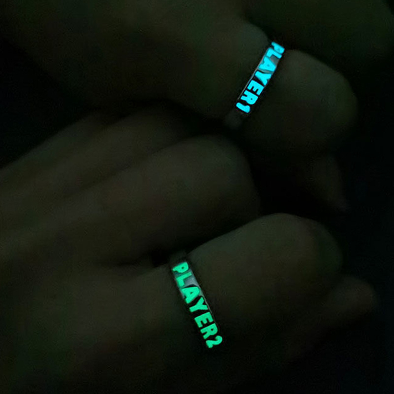 Luminous Glow Couple Ring Love Cincin Bersinar Hati Perhiasan Aksesoris