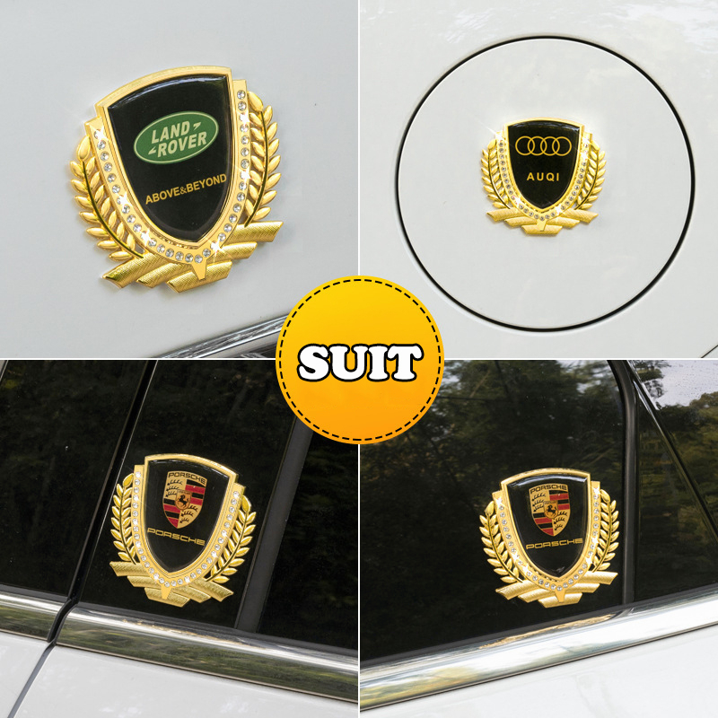 3d Stiker Logo Mobil Logam Dekorasi Jendela Samping Emblem Decals Untuk Toyota Honda BMW Audi Perisai Goresan Aksesoris Mobil