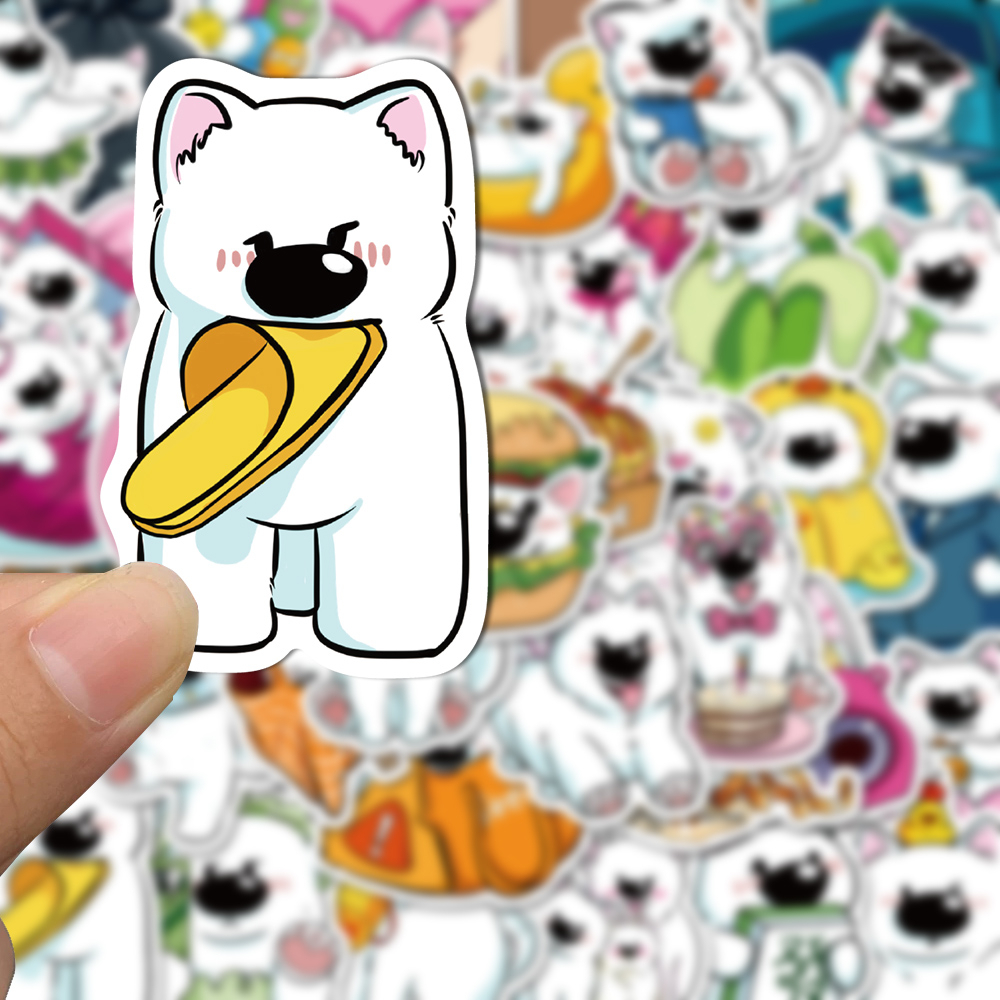 50pcs Stiker Lucu Samoye Kartun Lucu Dekorasi Helm Ponsel Stiker Tahan Air