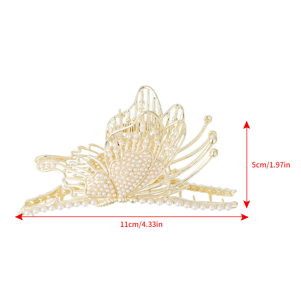 Jepit Rambut Bentuk Kupu-Kupu Aksen Kristal Berlian Imitasi Bahan Alloy Gaya Korea Untuk Wanita