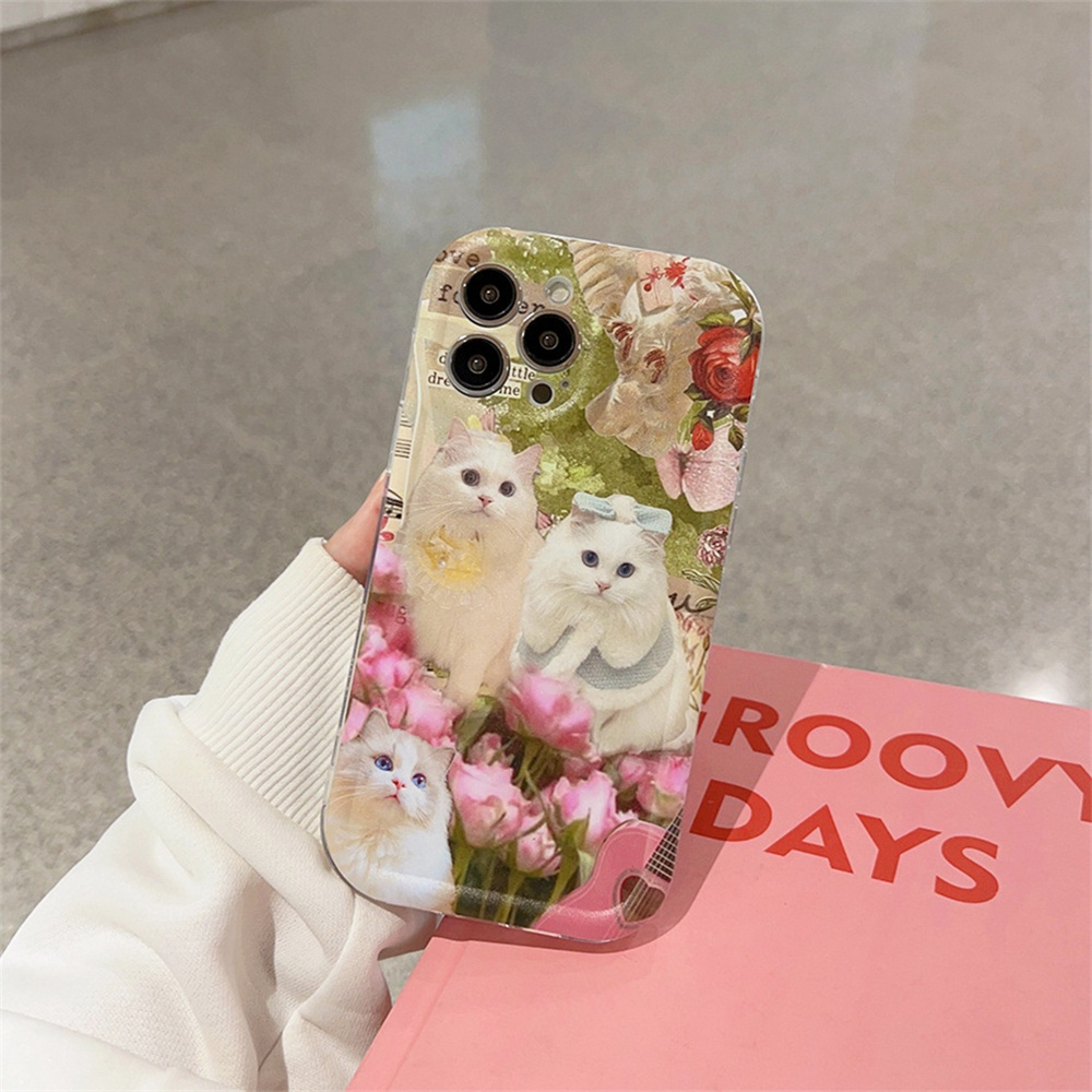 Casing Kucing Lucu Vivo Y02 Y16 Y22 Y35 Y15S Y21S Y33S Y20 Y12A Y12S Y11 Y12 Y17 Y20 Y91 Y95 Y91C S1 Y19 Y30 Y50 Y85 V9 Y66 Y67 Floral Ragdoll Casing Ponsel Silikon Lembut