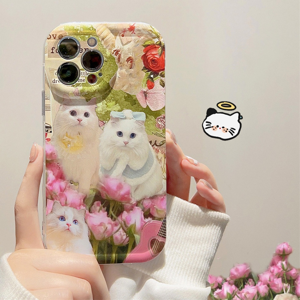 Casing Kucing Lucu Untuk Redmi10 10S Note11 9S Note8 Note7 Pro Redmi 9A 9T Xiaomi Poco X3 GT M3 M3Pro Floral Ragdoll Casing Ponsel Silikon Lembut