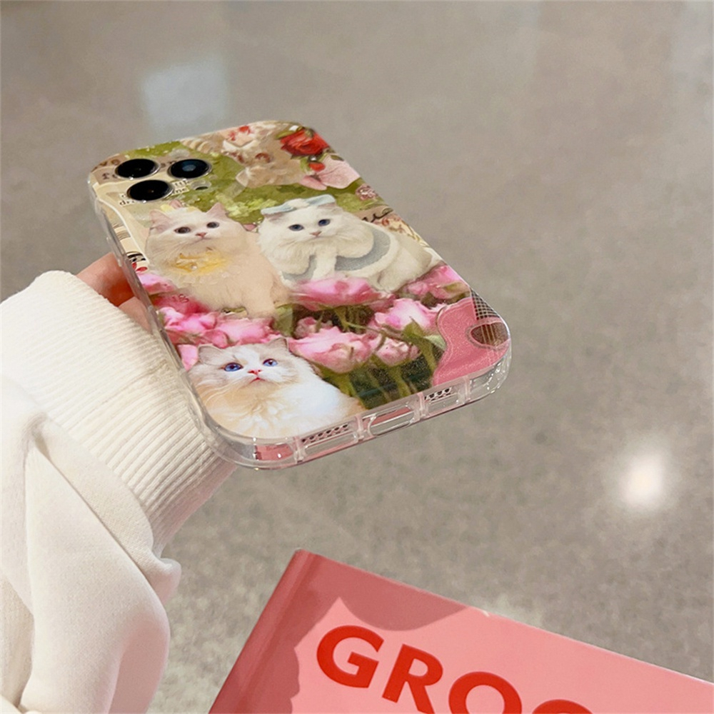 Casing Kucing Lucu Untuk Redmi10 10S Note11 9S Note8 Note7 Pro Redmi 9A 9T Xiaomi Poco X3 GT M3 M3Pro Floral Ragdoll Casing Ponsel Silikon Lembut