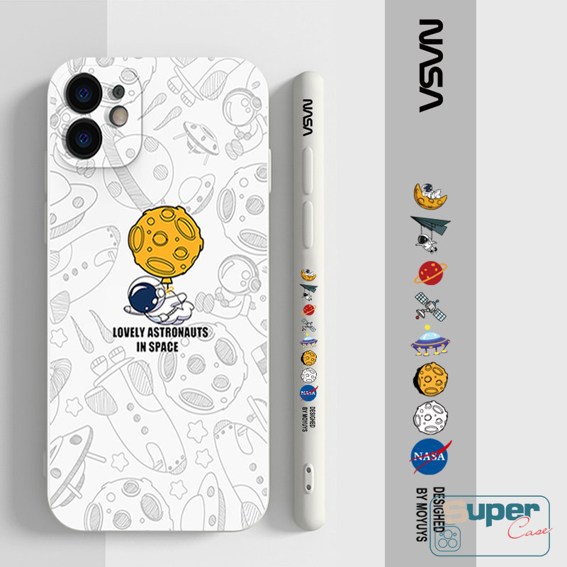 Case Untuk Redmi 12C A1 10A 9 9T 10 9A 10C 9C Note12 10s 11 10 9 8 11s 11Pro+10Pro+9Pro 9s Mi 11 12 Lite 10 POCO M3 M4 M5 X3 NFC Pro Astronot NASA Lucu Soft Cover Motif Samping